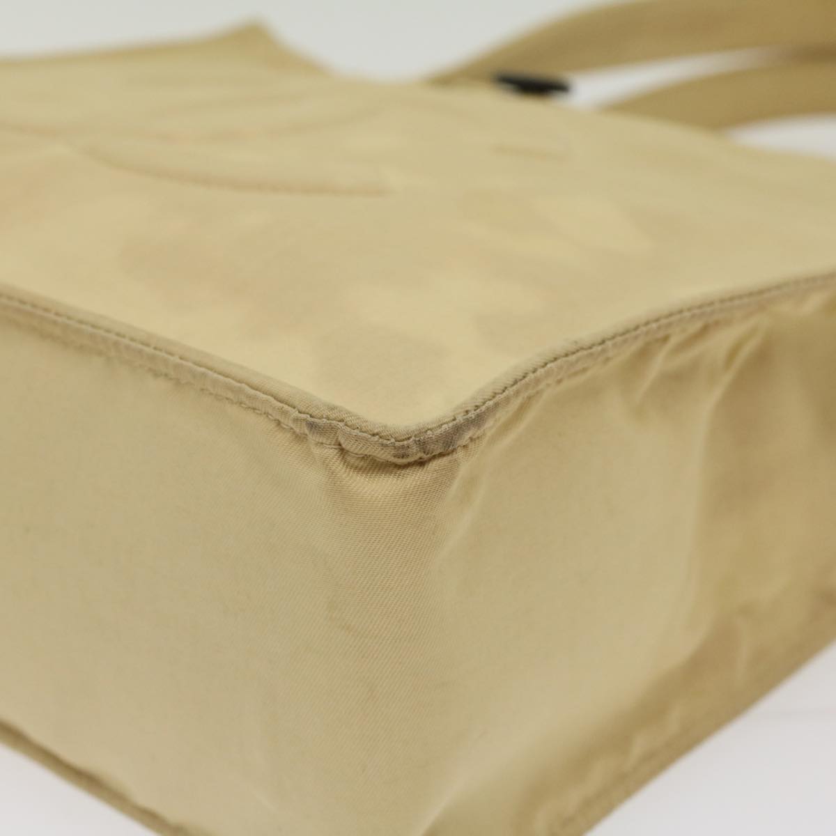 CHANEL Shoulder Bag Nylon Beige CC Auth bs7114