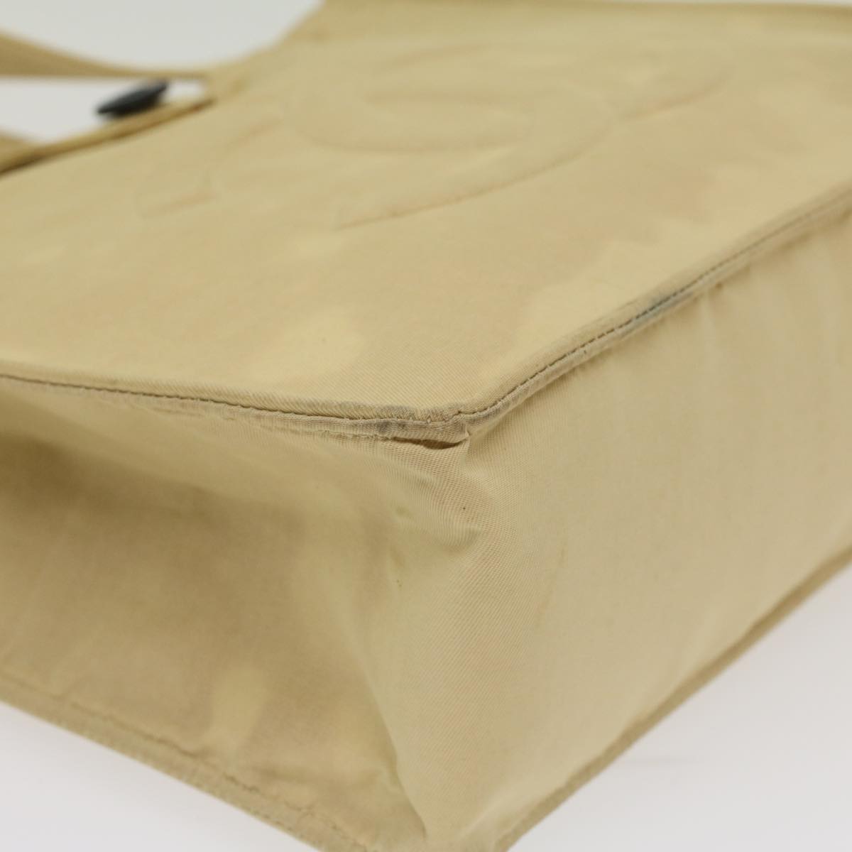 CHANEL Shoulder Bag Nylon Beige CC Auth bs7114