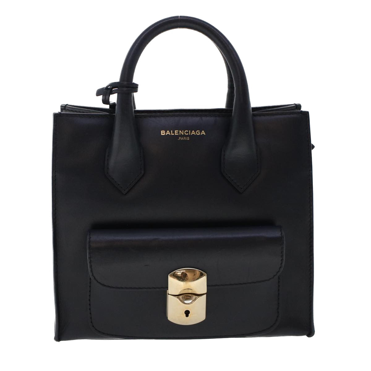 BALENCIAGA Hand Bag Leather 2way Navy 319499 Auth bs7122