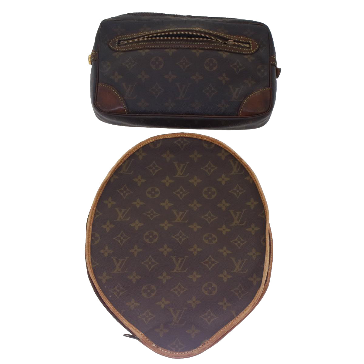 LOUIS VUITTON Monogram Clutch Bag 2Set LV Auth bs7124