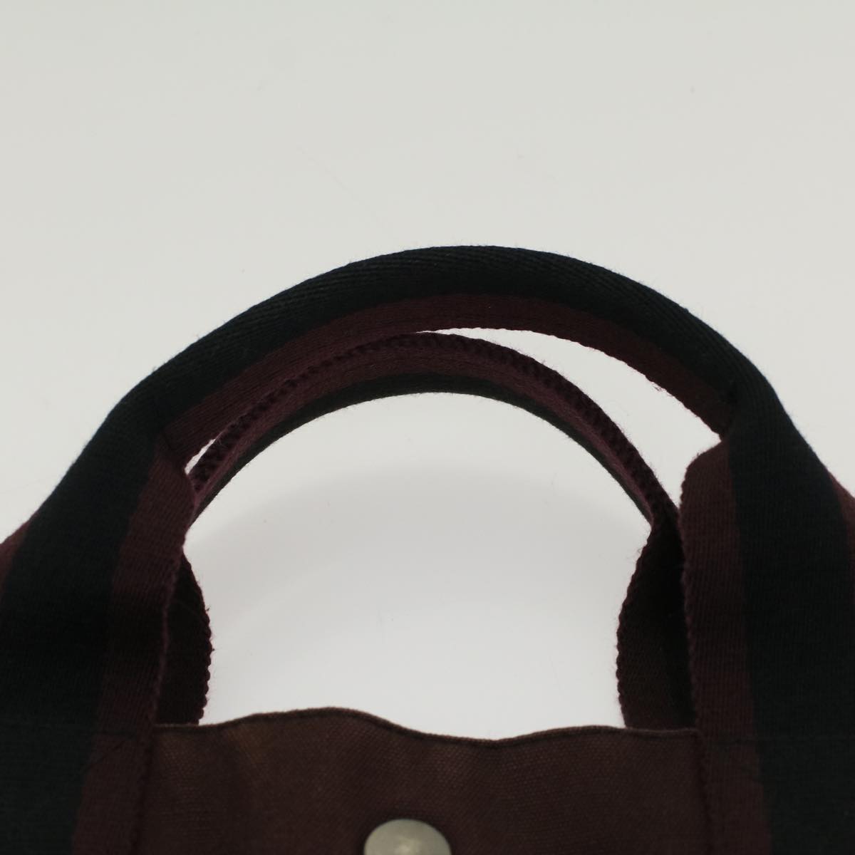 HERMES Fourre Tout MM Hand Bag Canvas Wine Red Auth bs7133