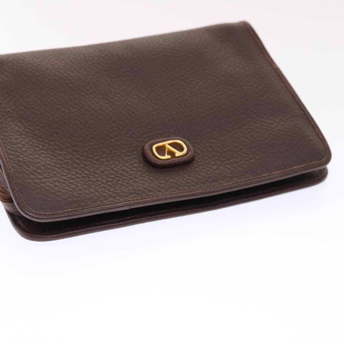 VALENTINO Clutch Bag Leather Brown Auth bs7148