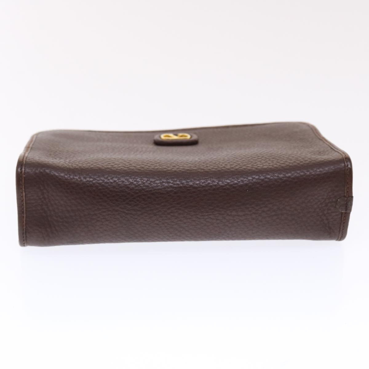 VALENTINO Clutch Bag Leather Brown Auth bs7148