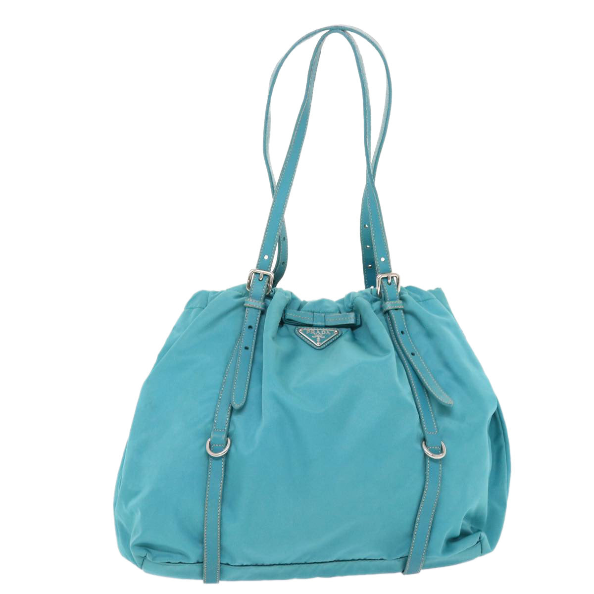 PRADA Shoulder Bag Nylon Leather Light Blue Auth bs7150