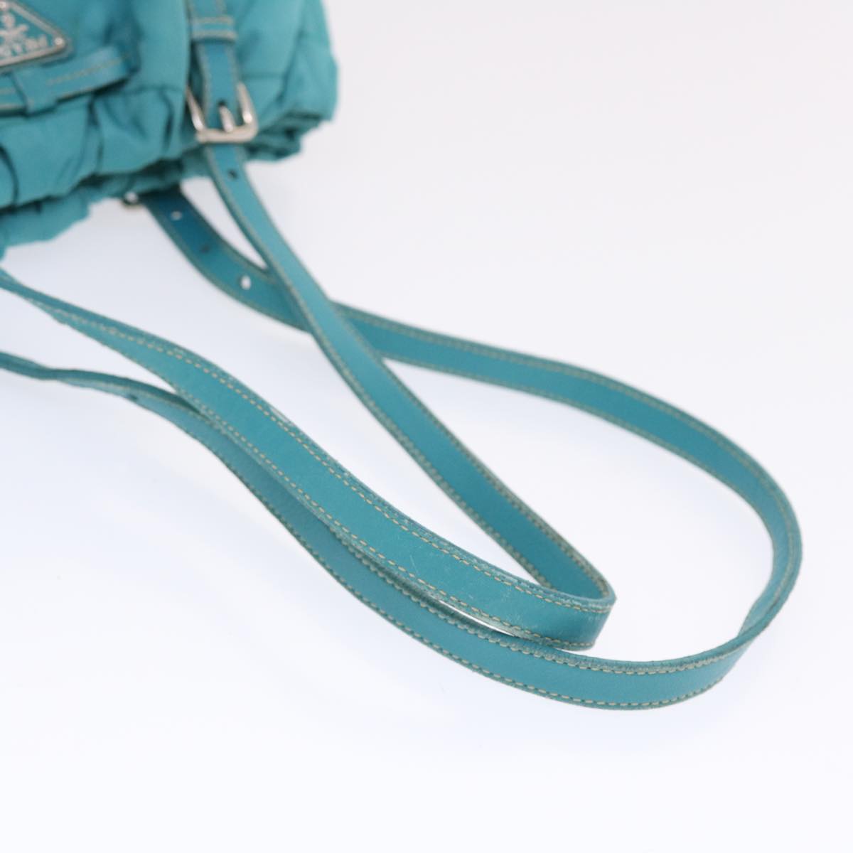 PRADA Shoulder Bag Nylon Leather Light Blue Auth bs7150