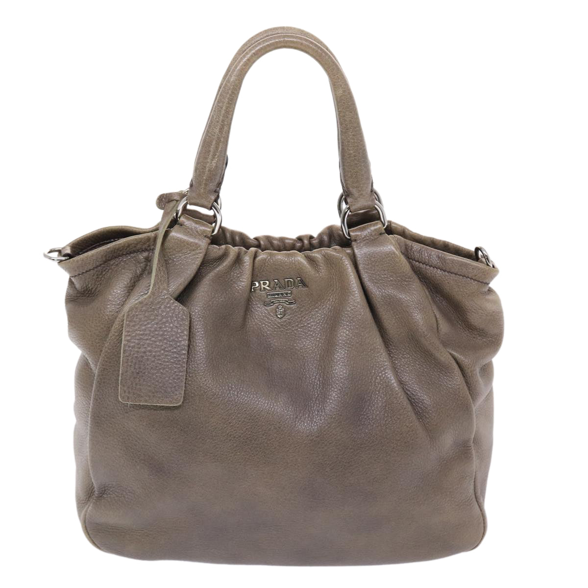 PRADA Hand Bag Leather 2way Brown Auth bs7151