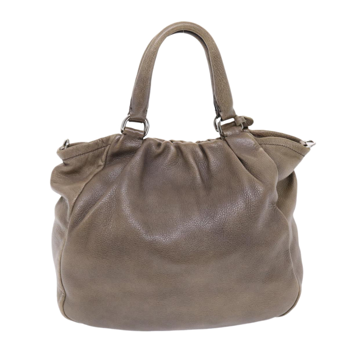PRADA Hand Bag Leather 2way Brown Auth bs7151 - 0