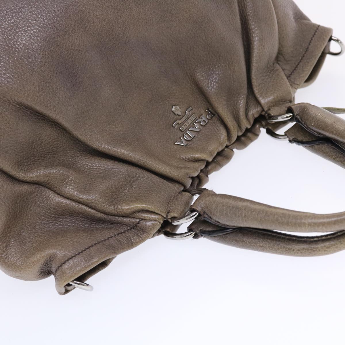 PRADA Hand Bag Leather 2way Brown Auth bs7151