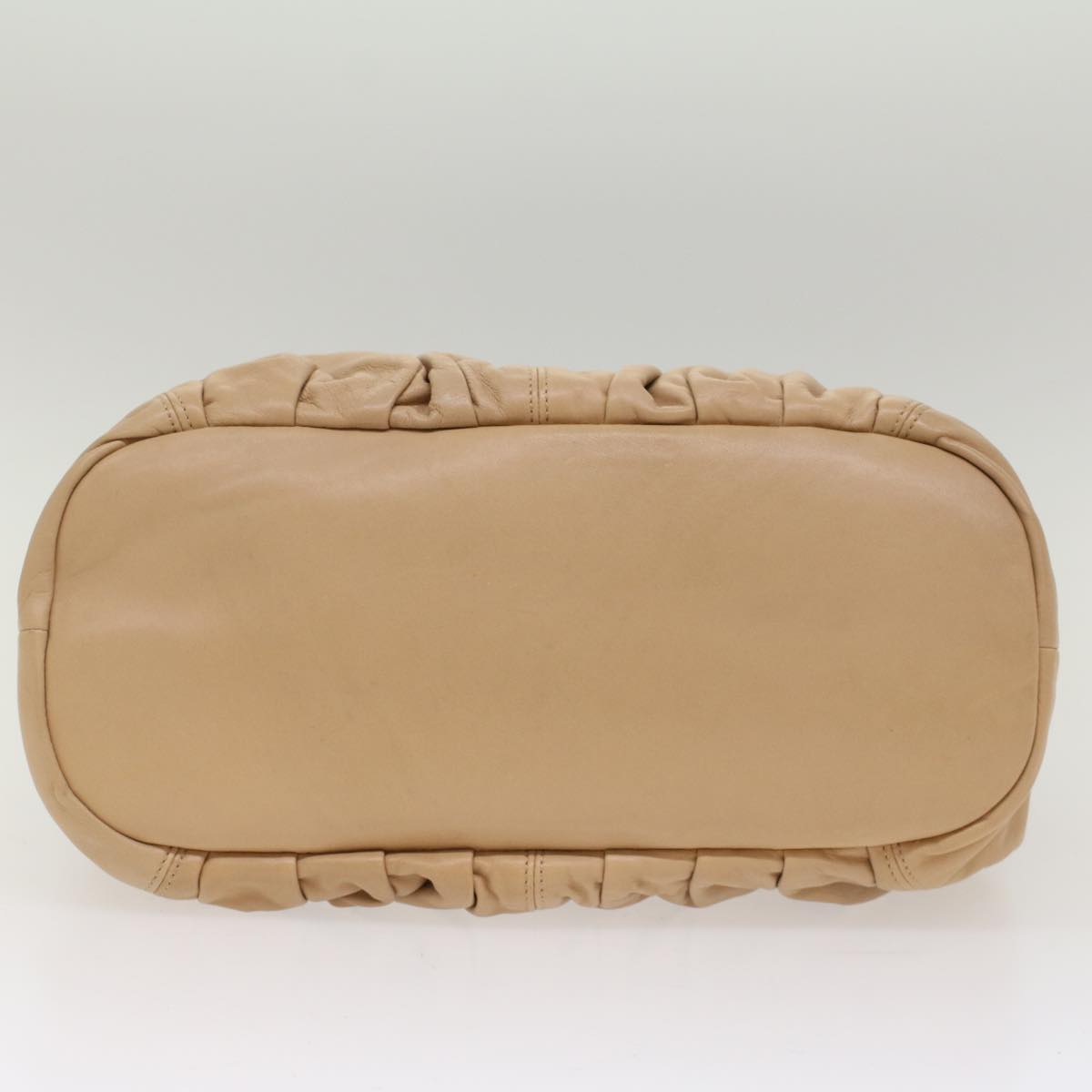 CELINE Shoulder Bag Leather Beige Auth bs7176