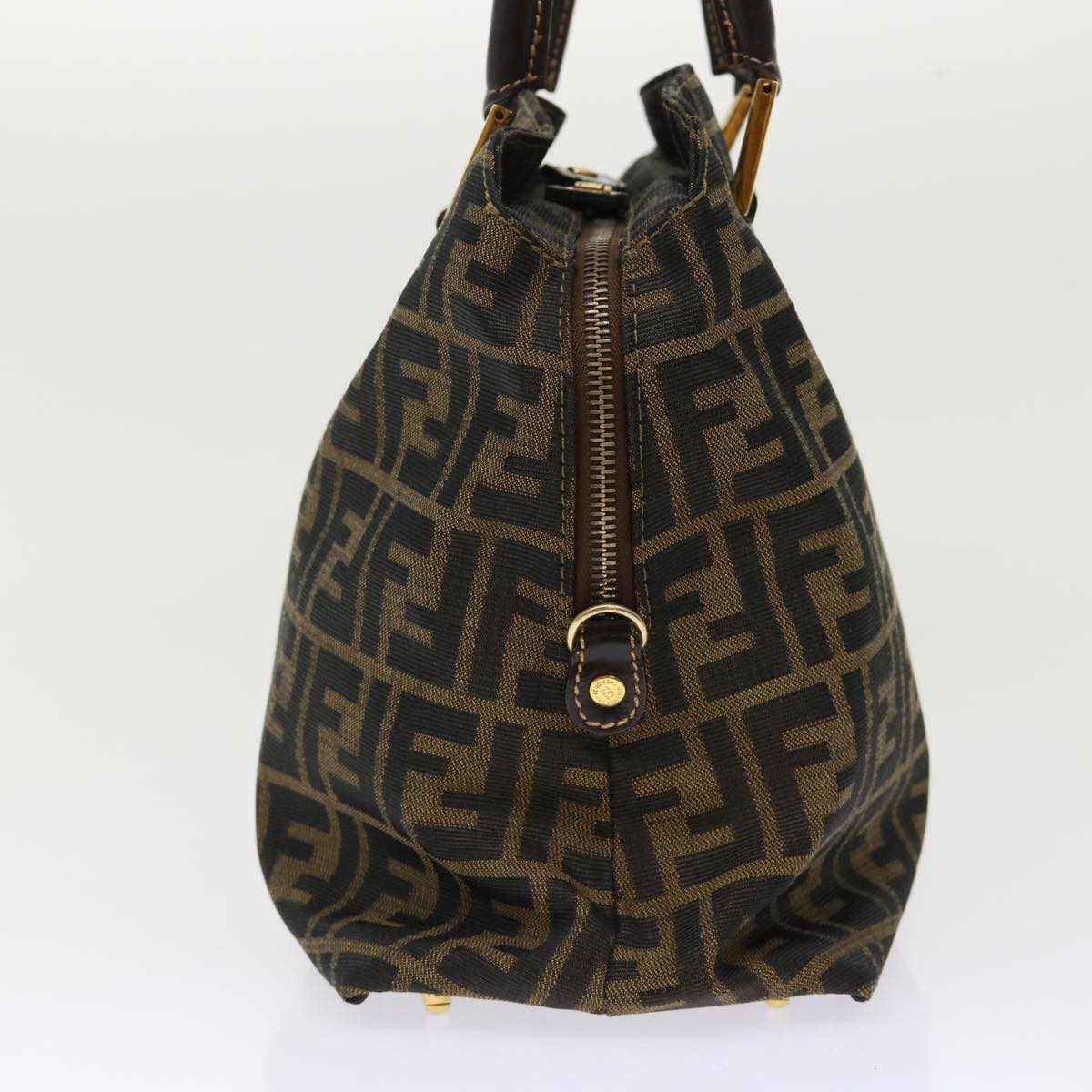 FENDI Zucca Canvas Hand Bag 2way Black Brown Auth bs7184