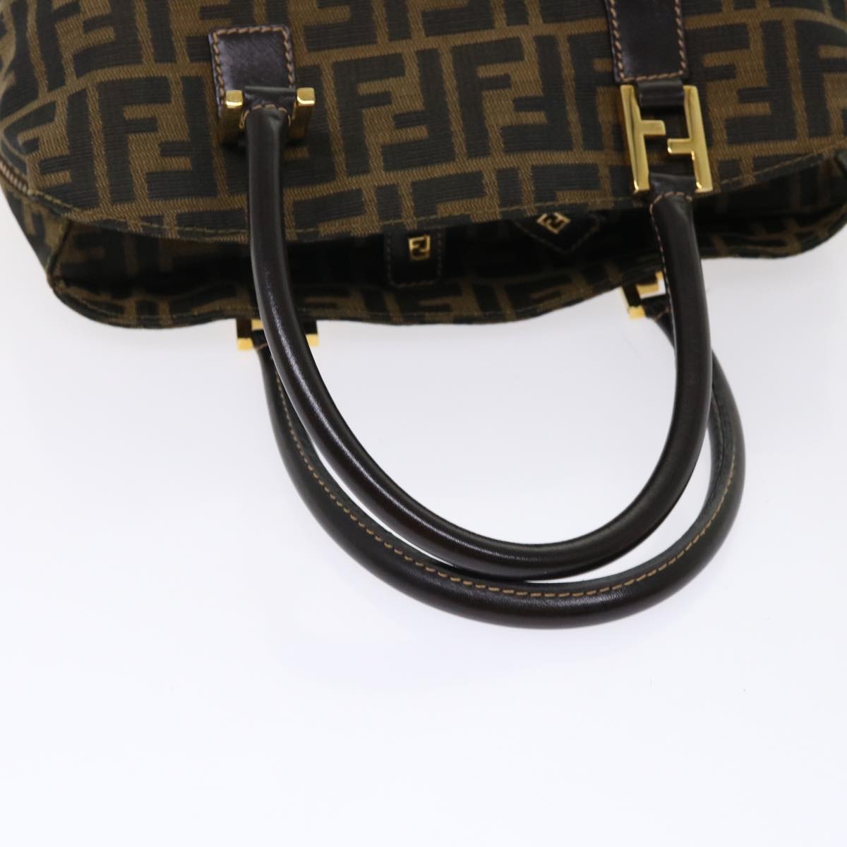 FENDI Zucca Canvas Hand Bag 2way Black Brown Auth bs7184