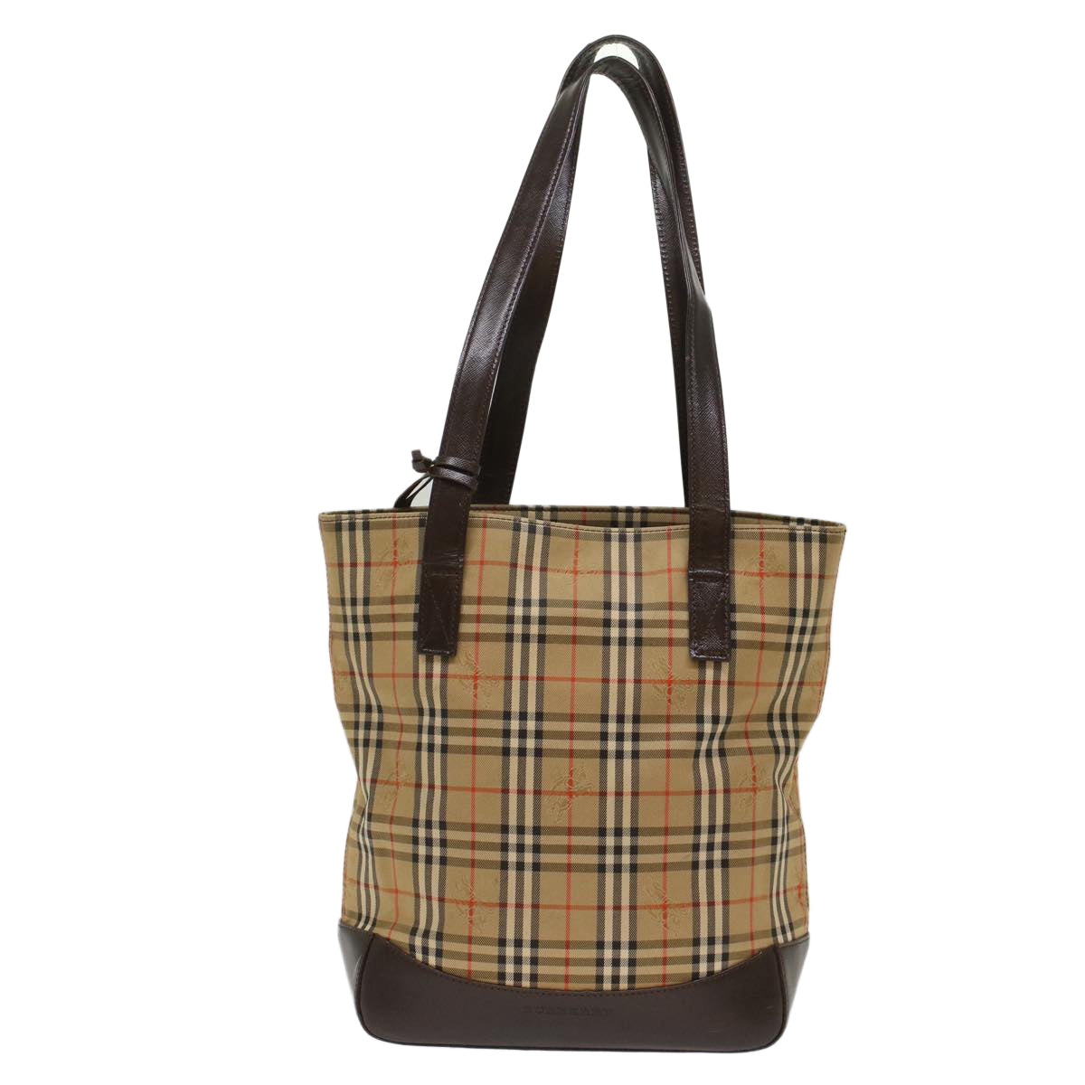 BURBERRY Nova Check Hand Bag Nylon Beige Auth bs7211