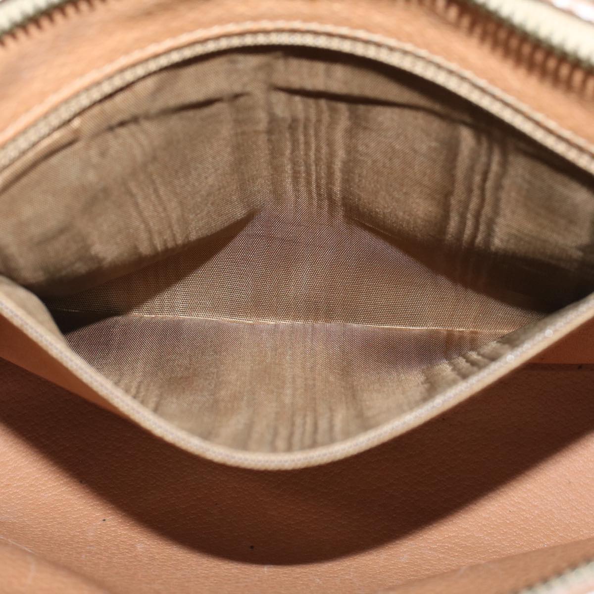 CELINE Macadam Canvas Clutch Bag PVC Leather Beige Brown Auth bs7212
