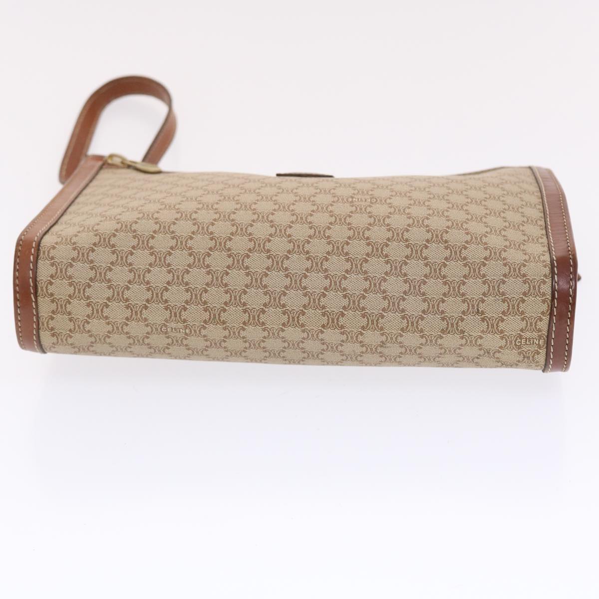 CELINE Macadam Canvas Clutch Bag PVC Leather Beige Brown Auth bs7213