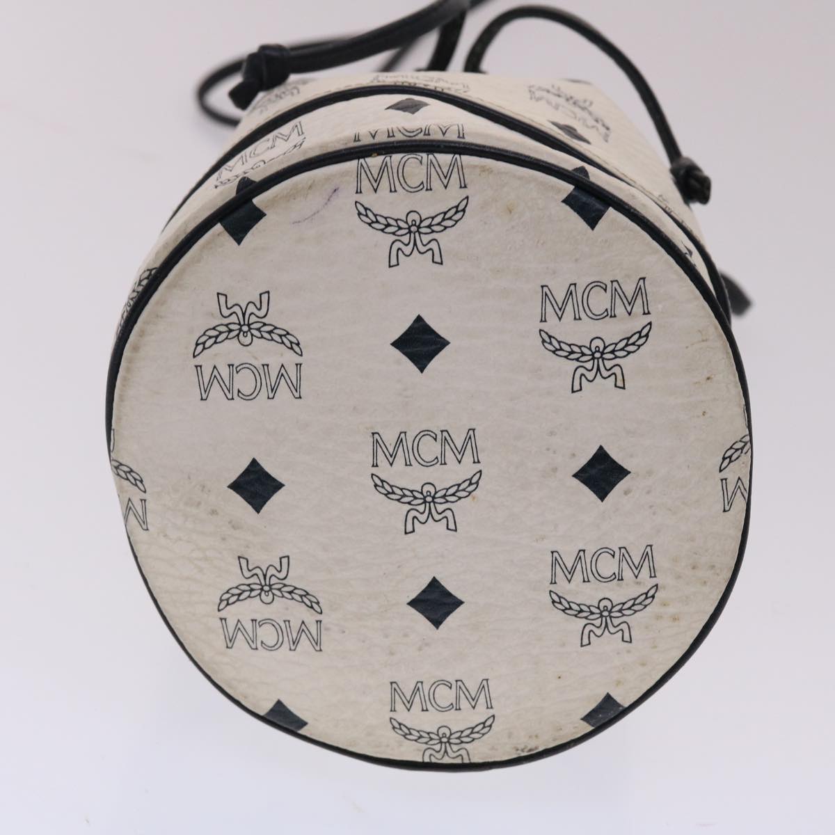 MCM Vicetos Logogram Shoulder Bag PVC Leather White Auth bs7222