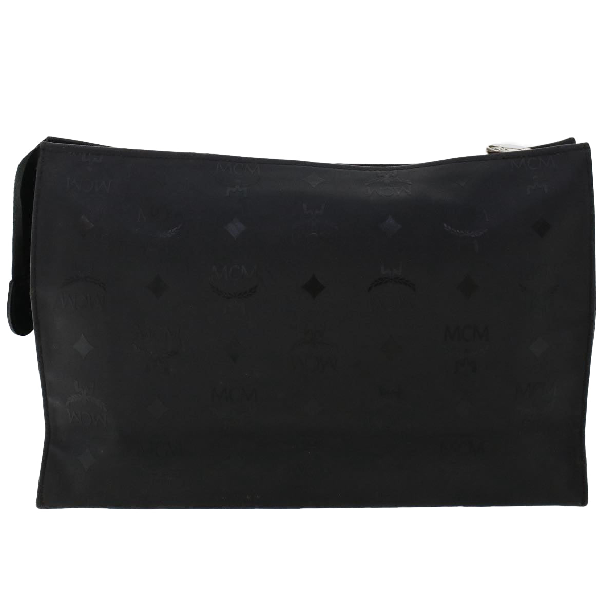 MCM Vicetos Logogram Clutch Bag PVC Leather Black Auth bs7223 - 0
