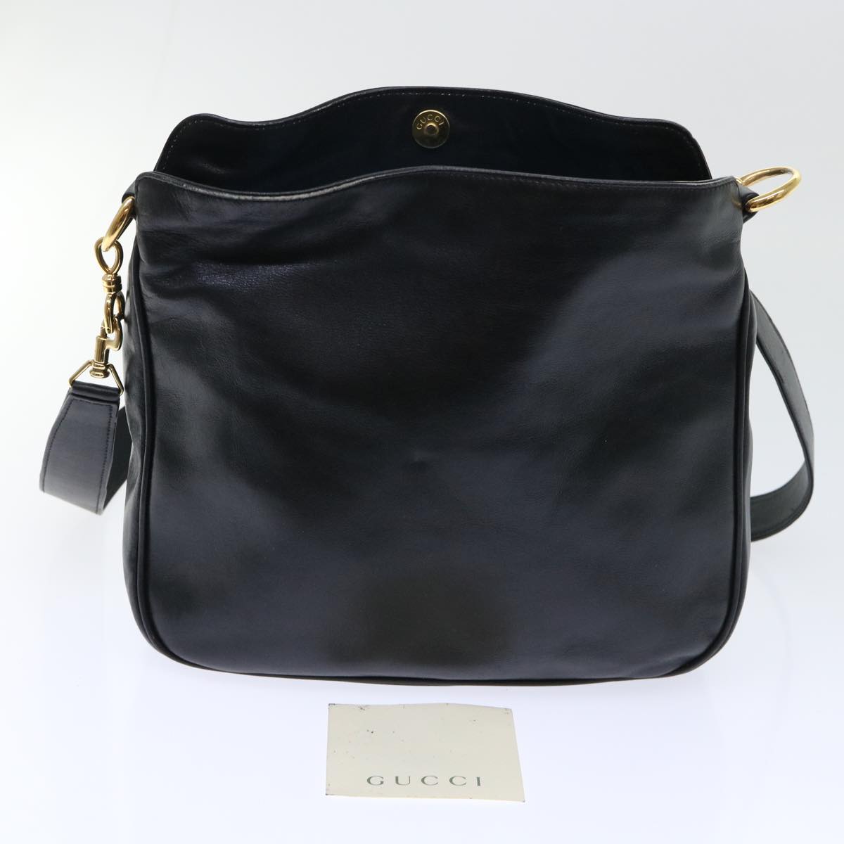 GUCCI Shoulder Bag Leather Black Auth bs7234