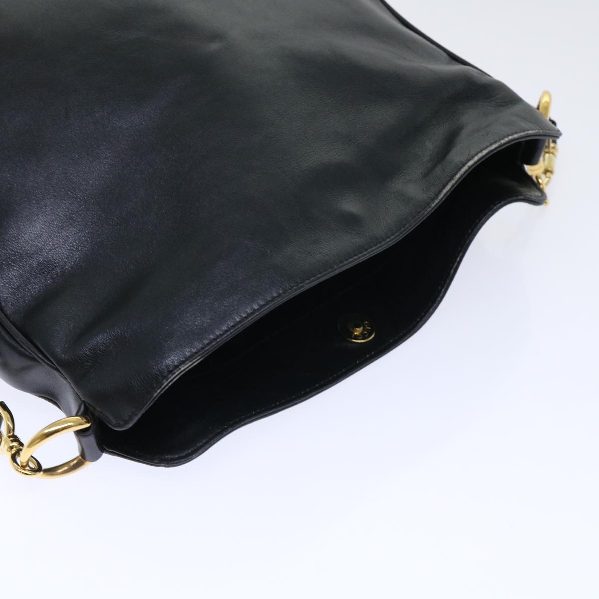 GUCCI Shoulder Bag Leather Black Auth bs7234