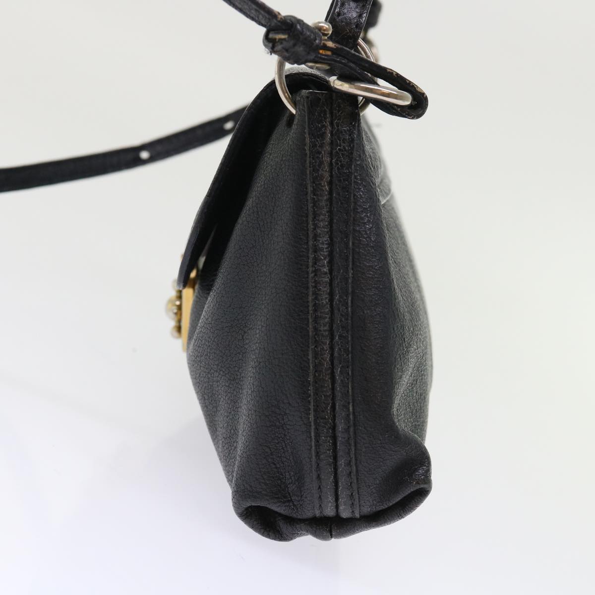 Chloe Shoulder Bag Leather Black Auth bs7243