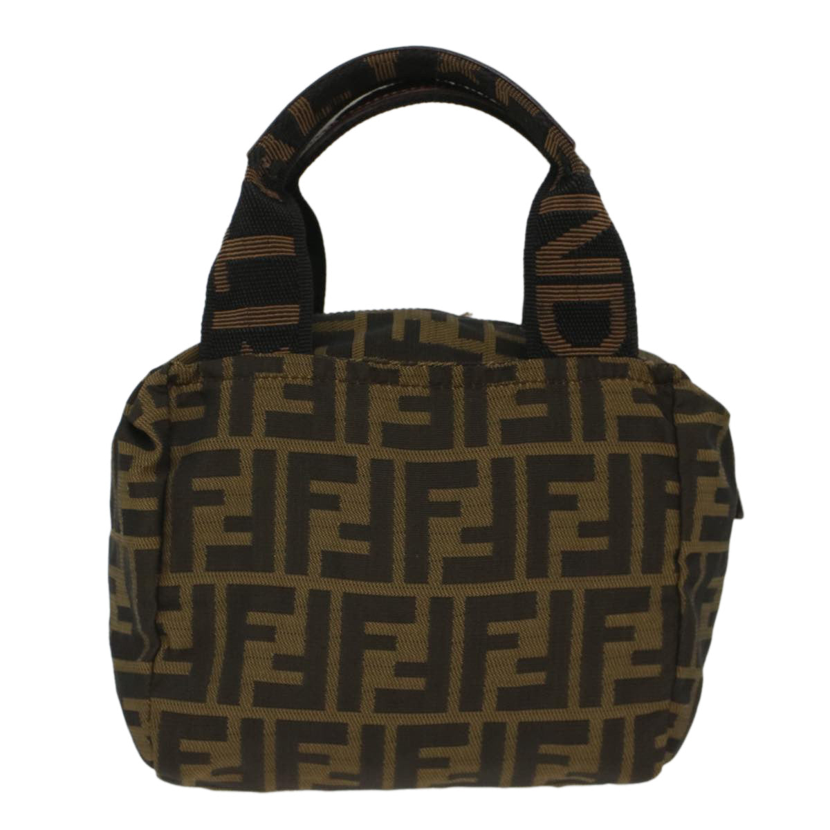 FENDI Zucca Canvas Hand Bag Black Brown Auth bs7247