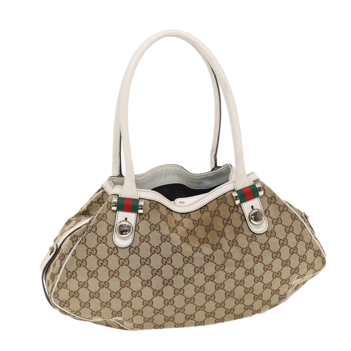 GUCCI GG Canvas Web Sherry Line Shoulder Bag Beige Red Green 232971 Auth bs7254