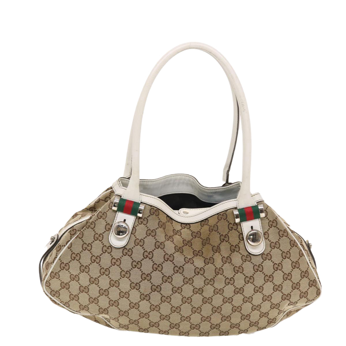 GUCCI GG Canvas Web Sherry Line Shoulder Bag Beige Red Green 232971 Auth bs7254