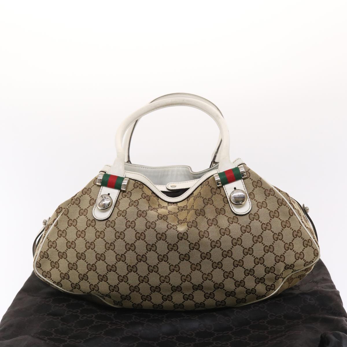 GUCCI GG Canvas Web Sherry Line Shoulder Bag Beige Red Green 232971 Auth bs7254