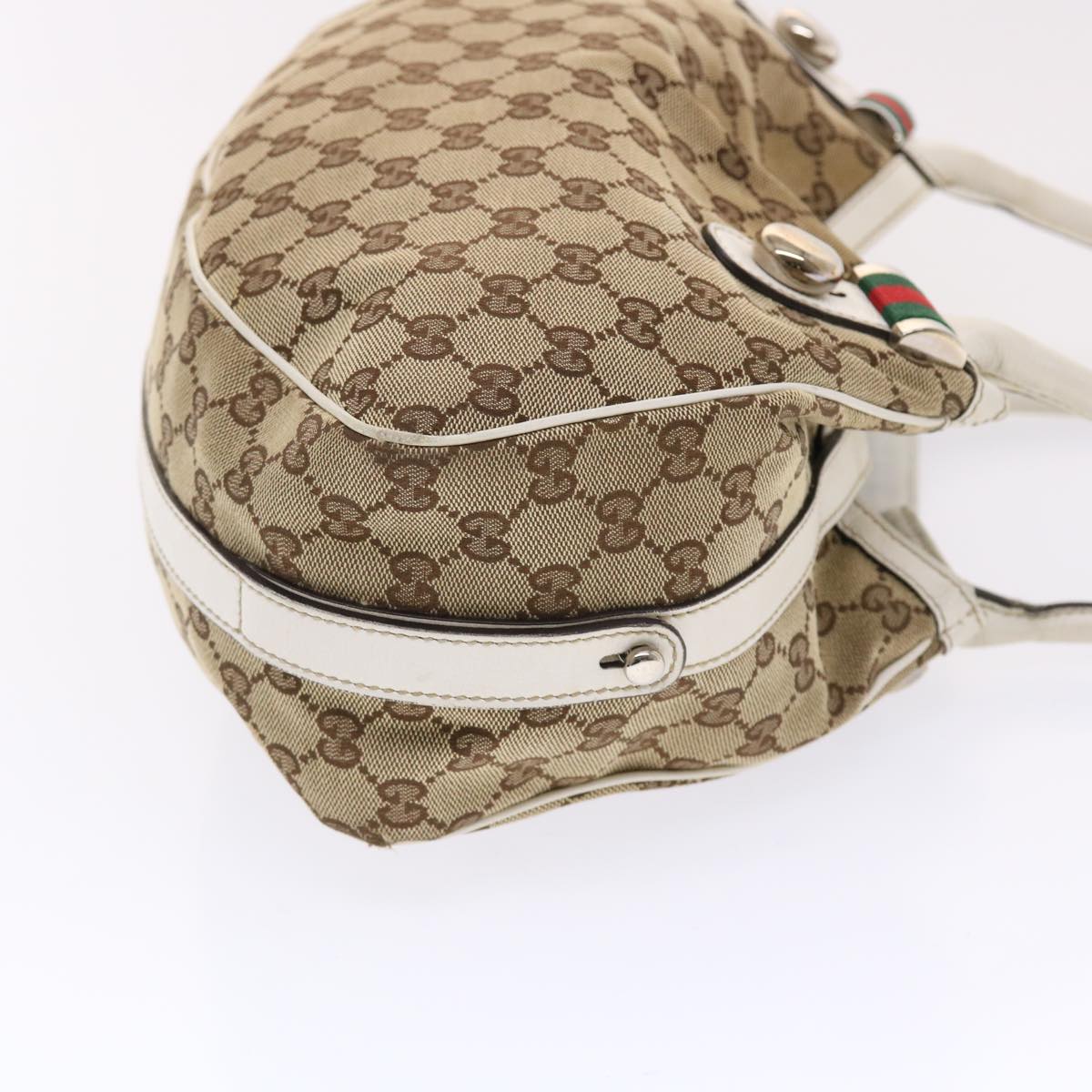 GUCCI GG Canvas Web Sherry Line Shoulder Bag Beige Red Green 232971 Auth bs7254