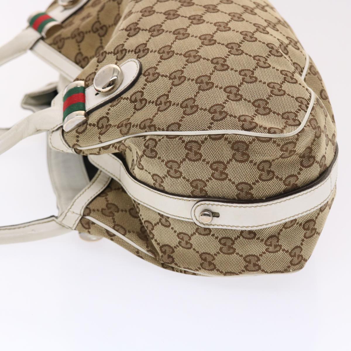 GUCCI GG Canvas Web Sherry Line Shoulder Bag Beige Red Green 232971 Auth bs7254