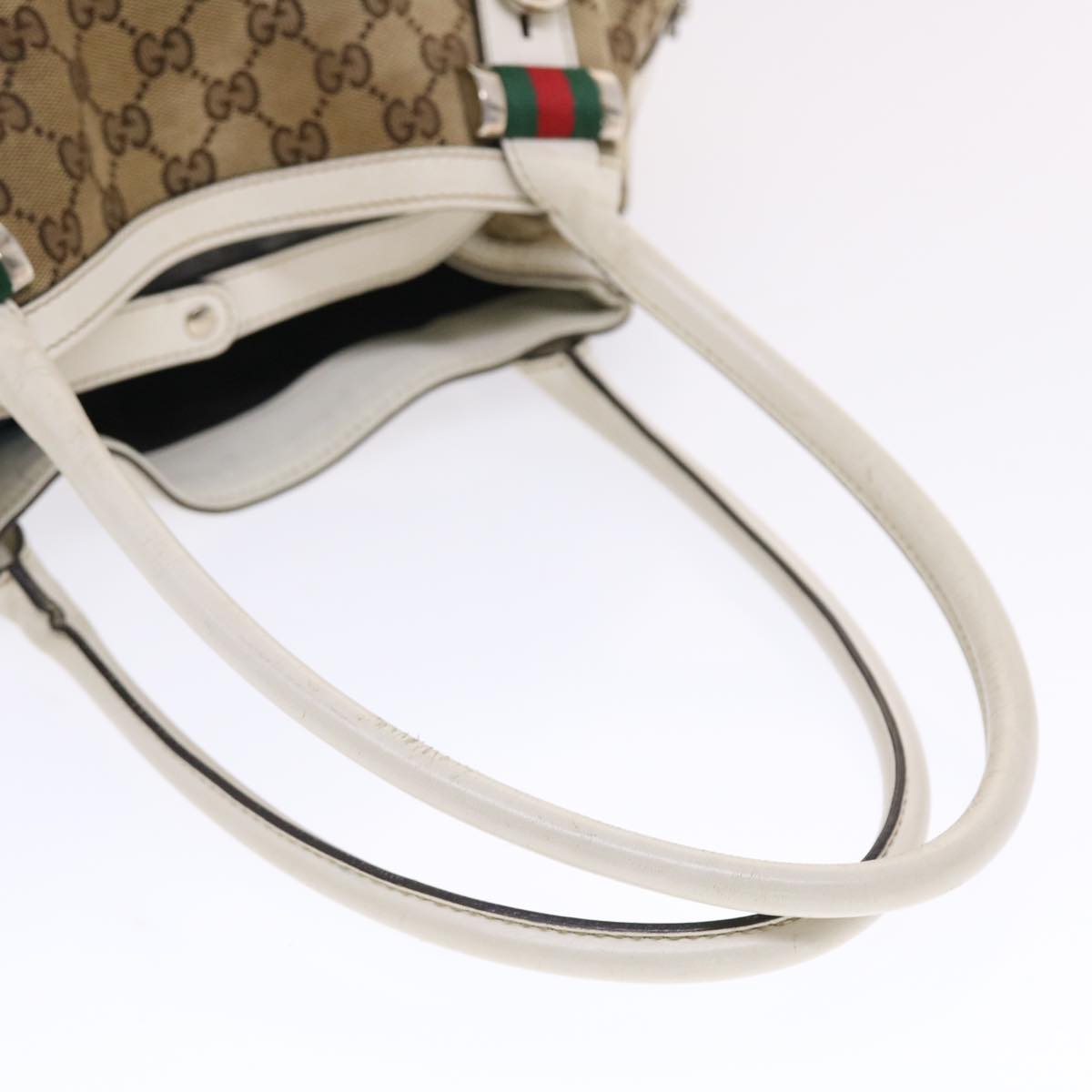 GUCCI GG Canvas Web Sherry Line Shoulder Bag Beige Red Green 232971 Auth bs7254