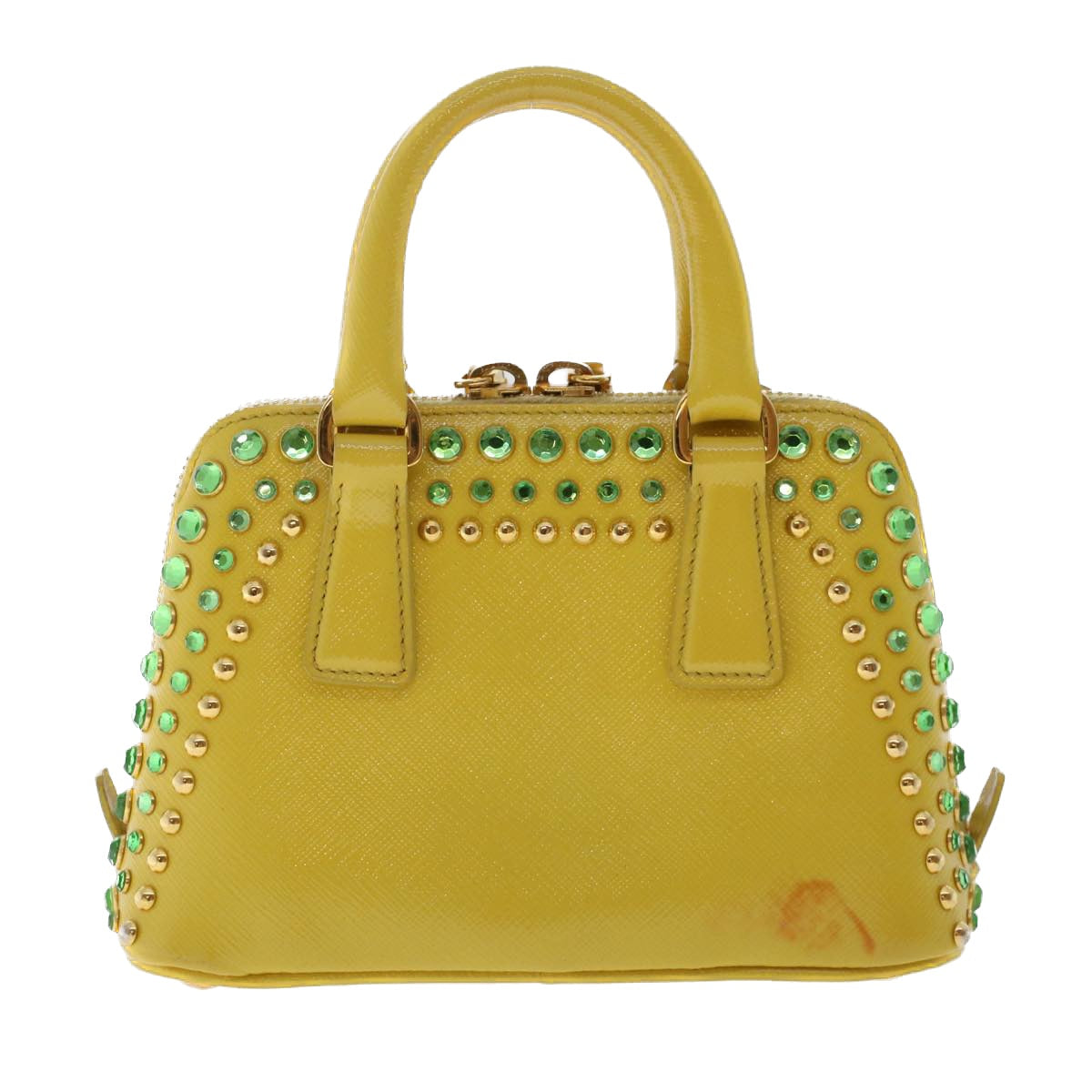 PRADA Bijoux Hand Bag Safiano leather 2way Yellow Auth bs7257