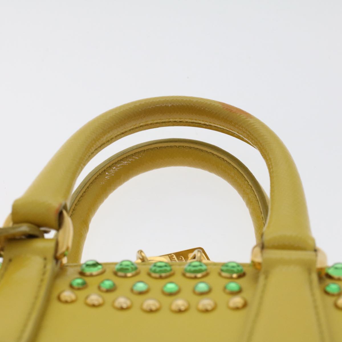 PRADA Bijoux Hand Bag Safiano leather 2way Yellow Auth bs7257