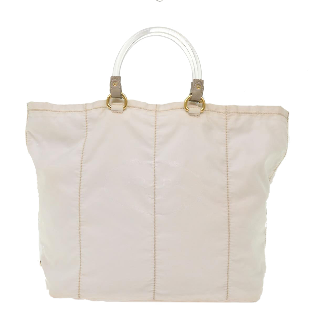 PRADA Hand Bag Nylon White Auth bs7266