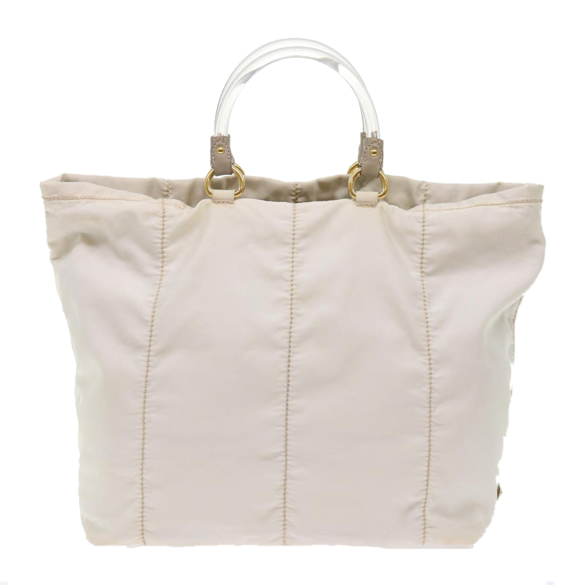 PRADA Hand Bag Nylon White Auth bs7266 - 0
