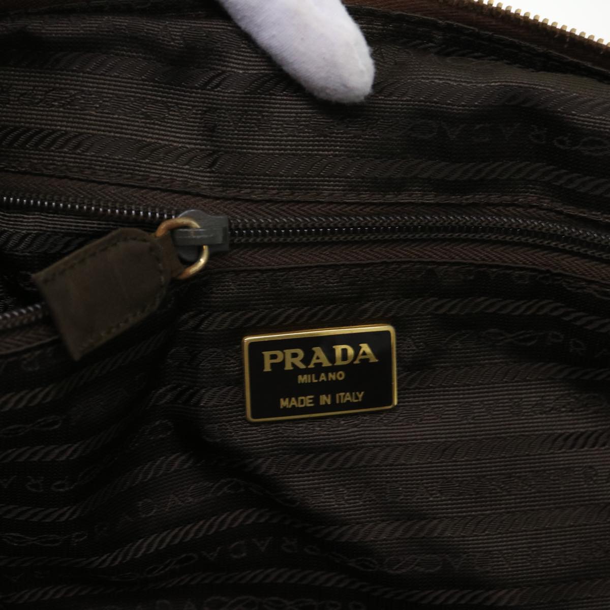 PRADA Quilted Chain Shoulder Boston Bag Nylon Brown Auth bs7278