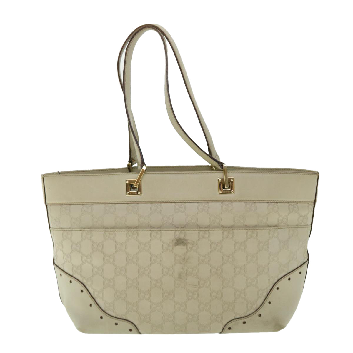 GUCCI GG Canvas Guccissima Shoulder Bag White 145993 Auth bs7287 - 0