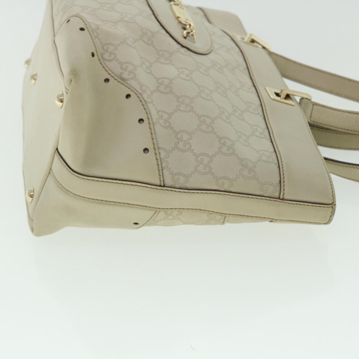 GUCCI GG Canvas Guccissima Shoulder Bag White 145993 Auth bs7287