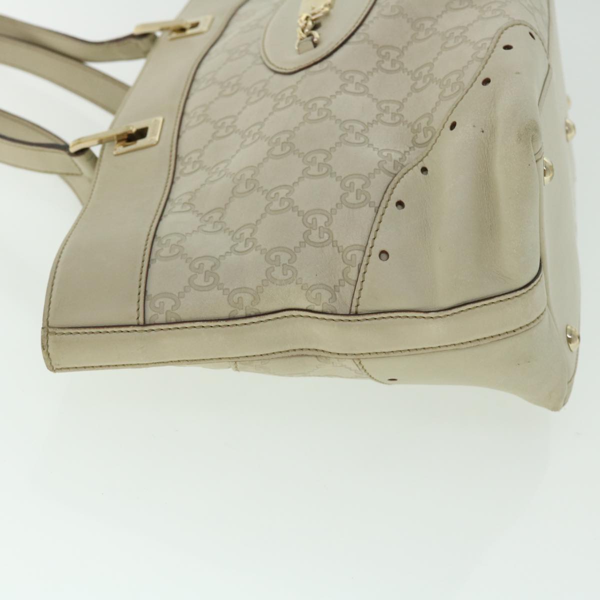 GUCCI GG Canvas Guccissima Shoulder Bag White 145993 Auth bs7287