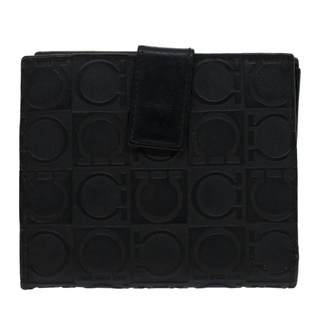 Salvatore Ferragamo Gancini Wallet Leather 4Set Beige Black gray Auth bs7308