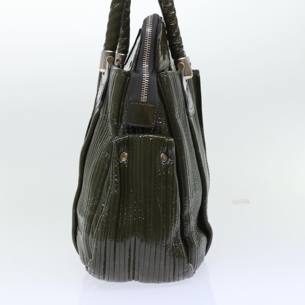Chloe Eloise Hand Bag Patent leather Khaki Auth bs7343