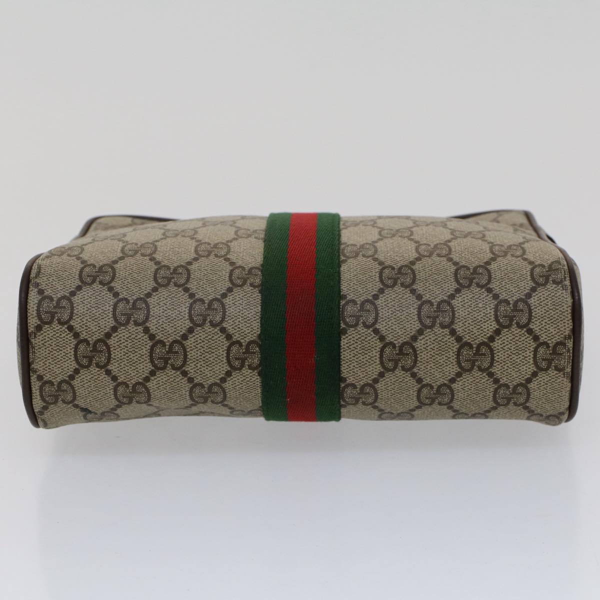 GUCCI GG Canvas Web Sherry Line Clutch Bag Beige Red 156.01.012 Auth bs7348