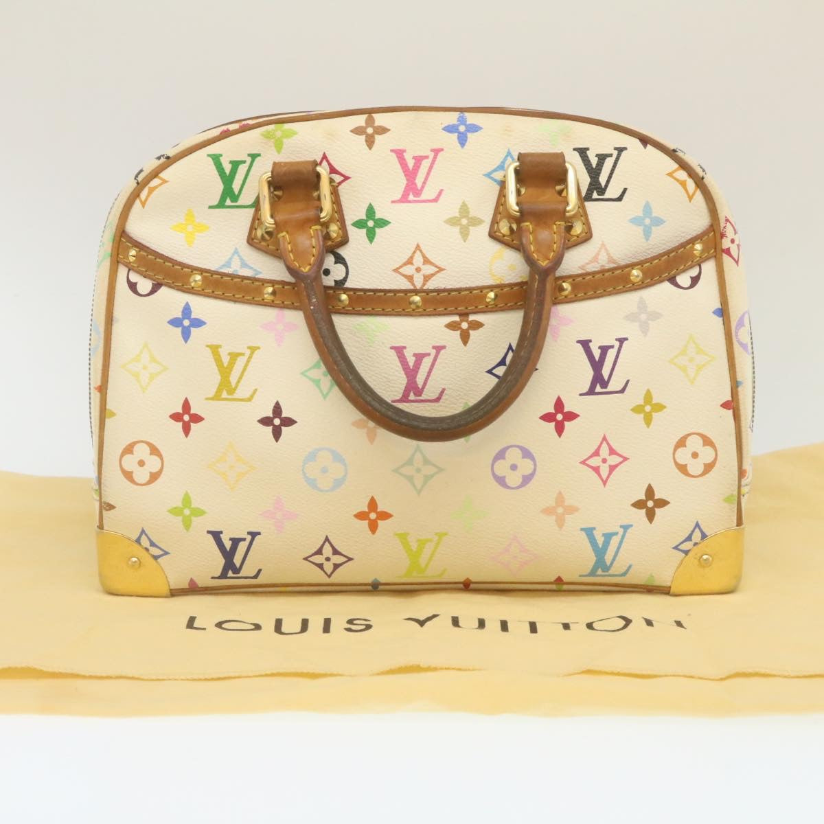 LOUIS VUITTON Monogram Multicolor Trouville Hand Bag White M92663 LV Auth bs738A