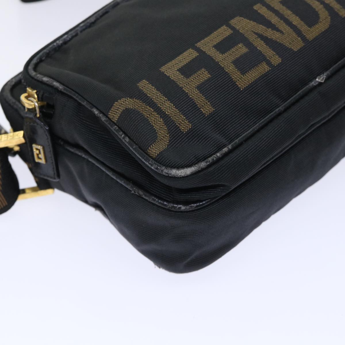 FENDI Shoulder Bag Nylon Black Auth bs7384