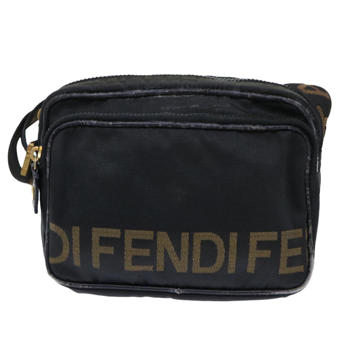 FENDI Shoulder Bag Nylon Black Auth bs7384