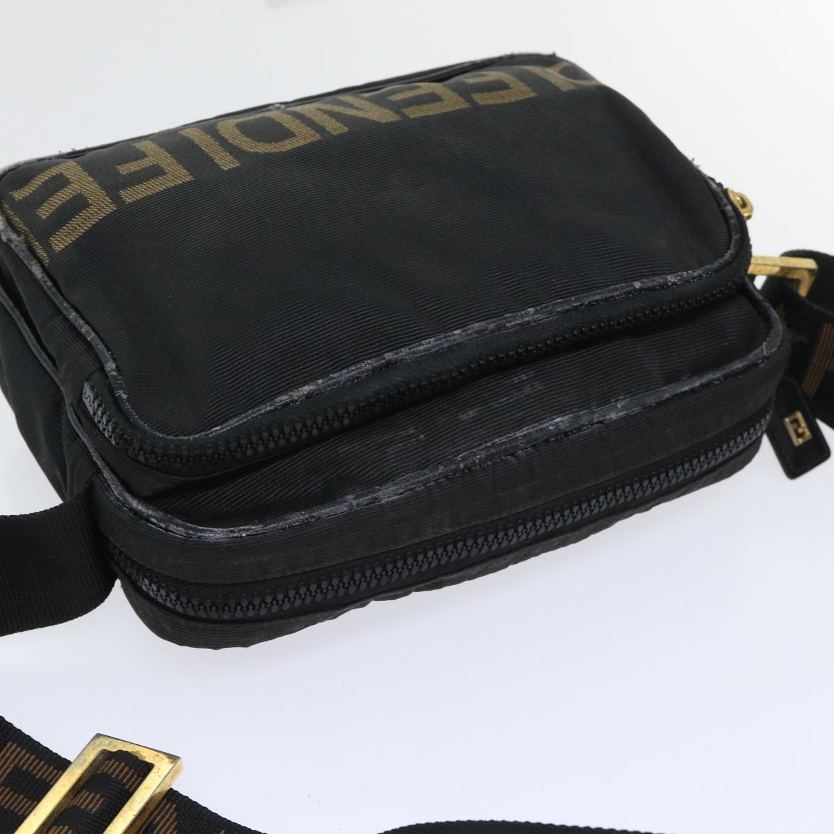 FENDI Shoulder Bag Nylon Black Auth bs7384