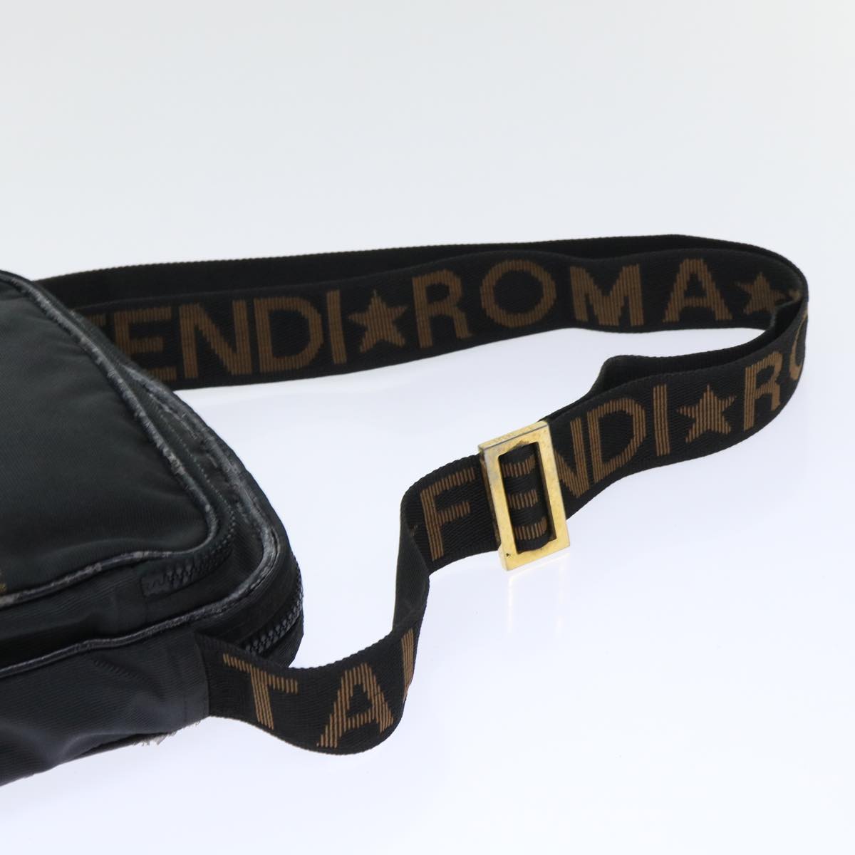 FENDI Shoulder Bag Nylon Black Auth bs7384