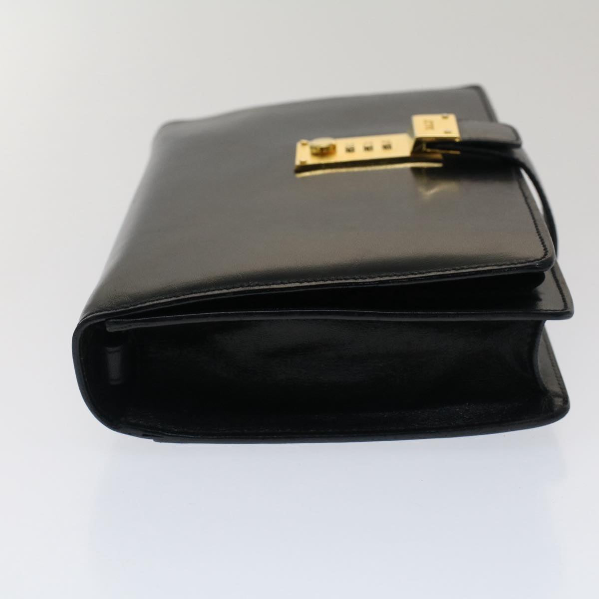 BALLY Clutch Bag Leather Black Auth bs7387