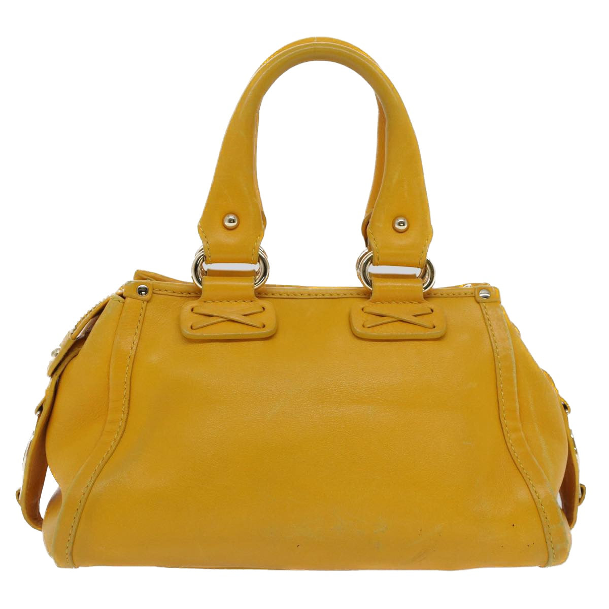 CELINE Hand Bag Leather Yellow Auth bs7391 - 0