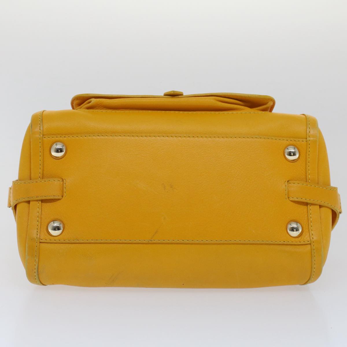 CELINE Hand Bag Leather Yellow Auth bs7391