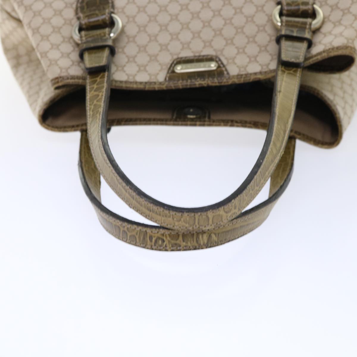 CELINE Macadam Canvas Shoulder Bag Beige Auth bs7394